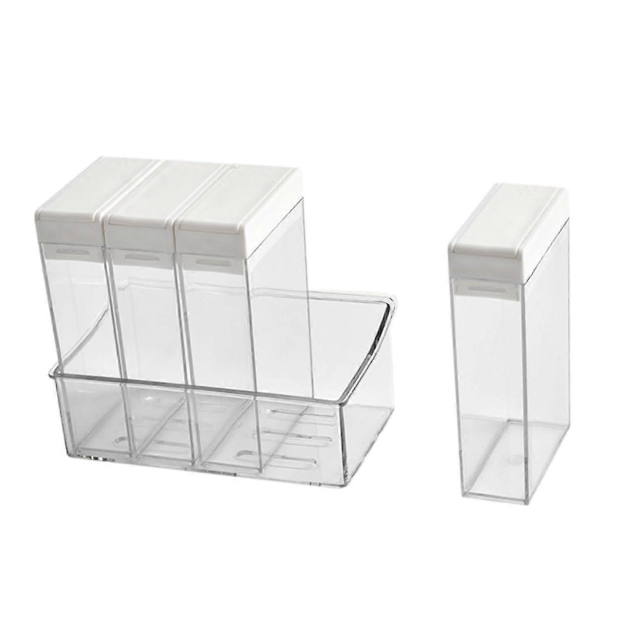 4Compartment Clear Spice Storage Containers with Lids for Kitchen Organization and Cooking
