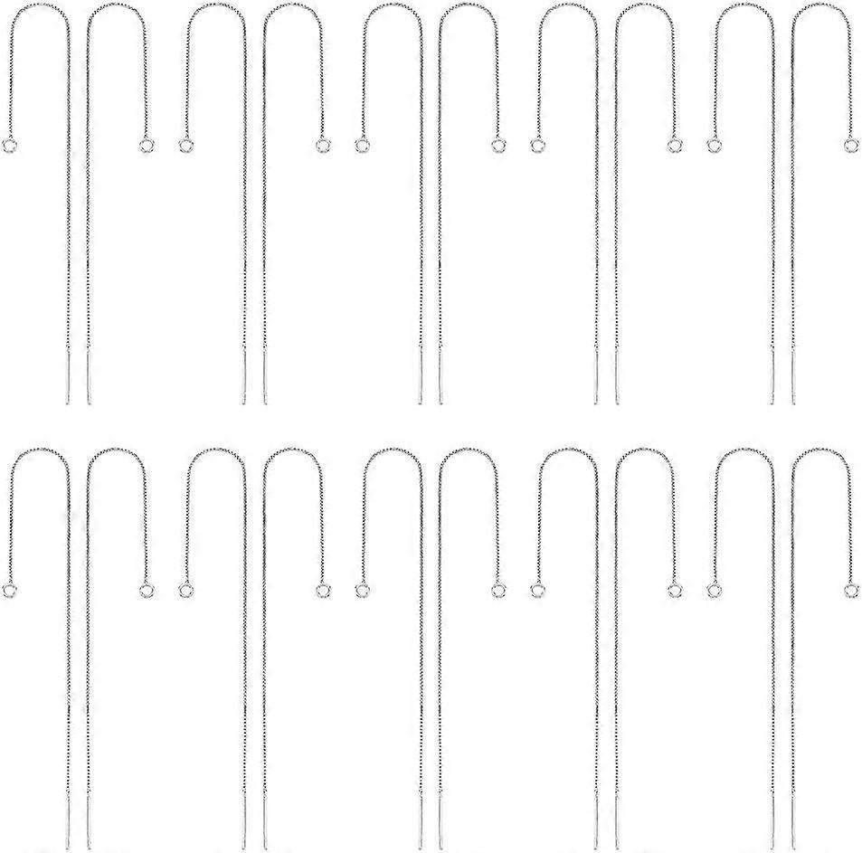 20Pcs Ear Threads Brass Stud Earring Findings Platinum Ear Threads with Open Loop 100mm Long String Drop Earring Threader for Jewelry Making 0.7mm Pin