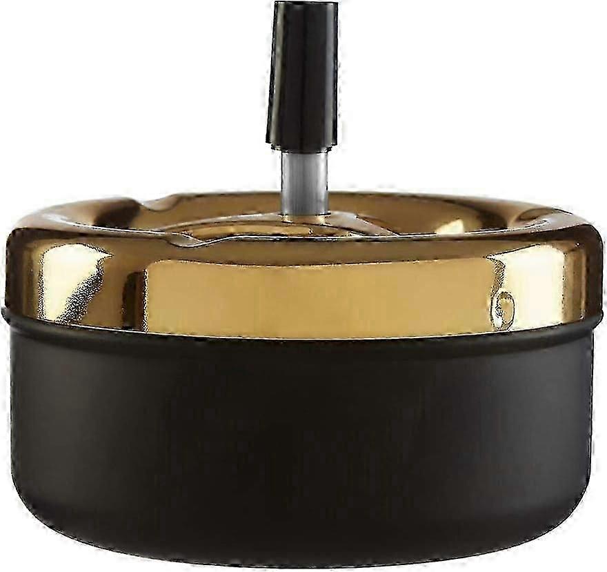 Revolving ashtray, iron, polypropylene, black/gold, Size L