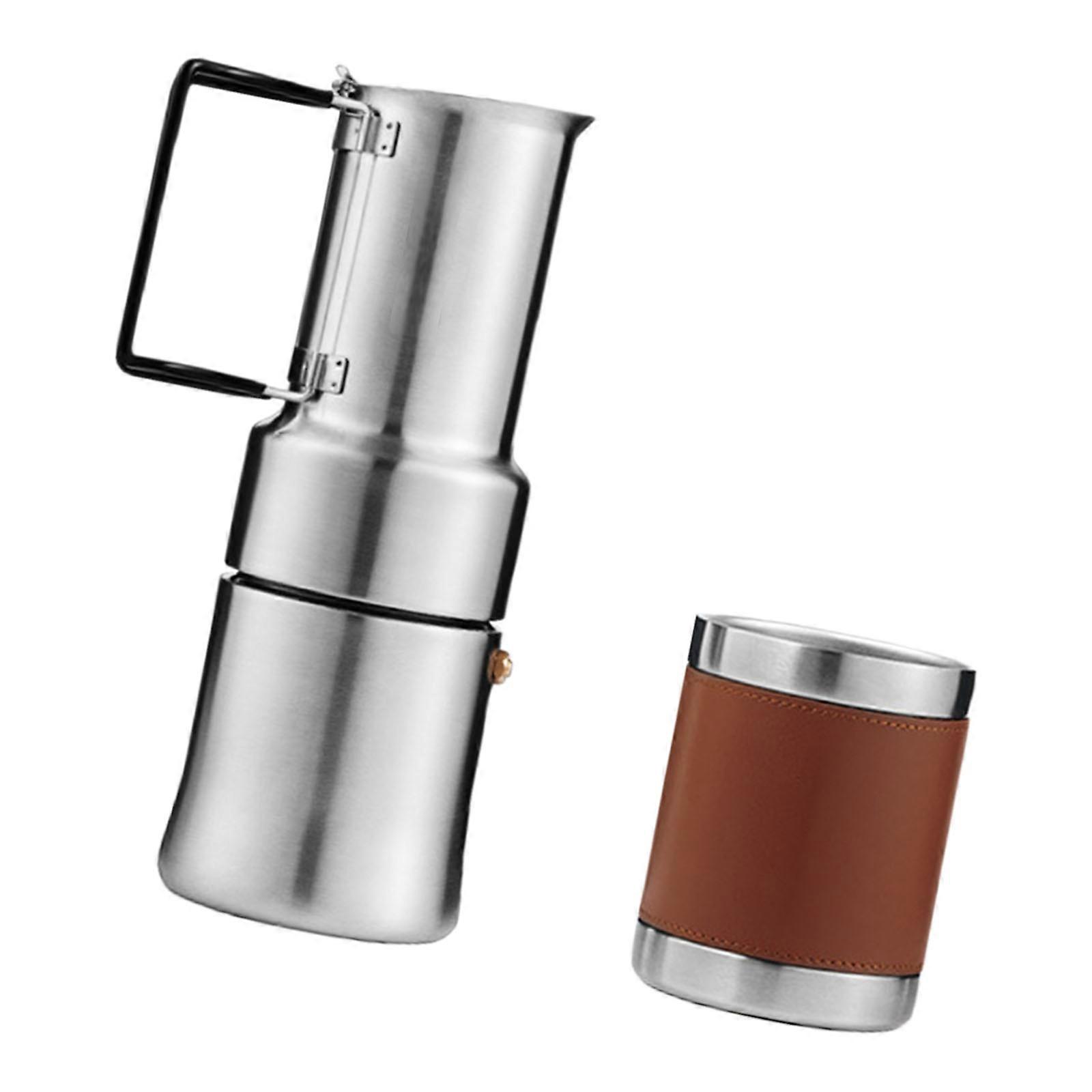 Multiuse Mocha Pot with Cup for Italian Coffee Experience Coffee Maker for Outdoors Enthusiasts Camping Use Coffee Maker Multicolor