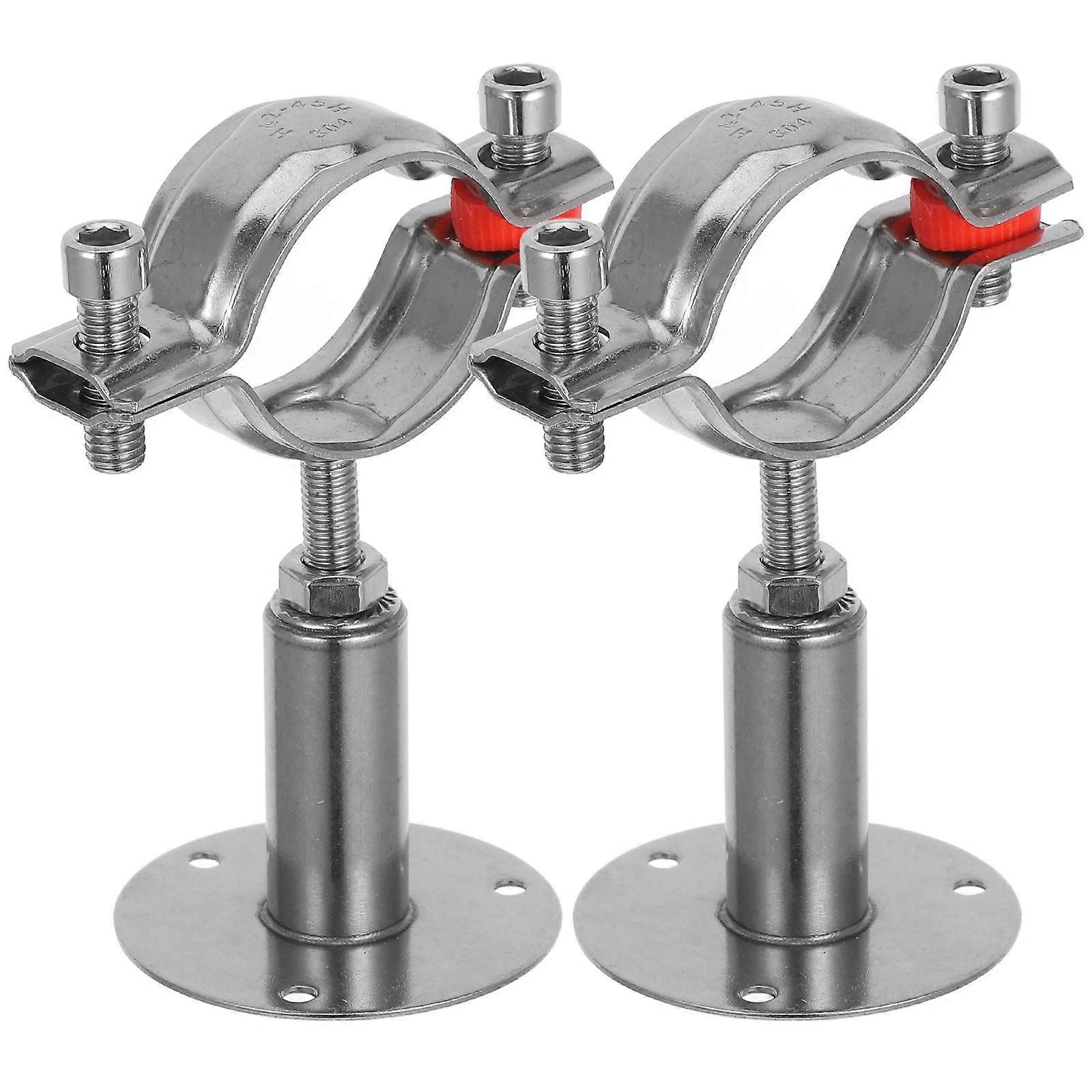 2Pcs Adjustable Stainless Steel Pipe Support Bracket for Wall Mount Use