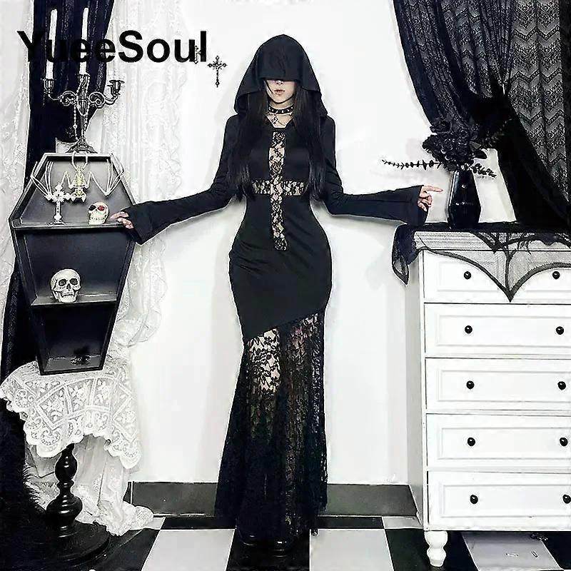 Halloween Gothic Women Dress Long Sleeve High Waist Dresses 2025 New Goth  Aesthetic 90s Egirl Sexy Slim Party Club Dress | Fruugo DK