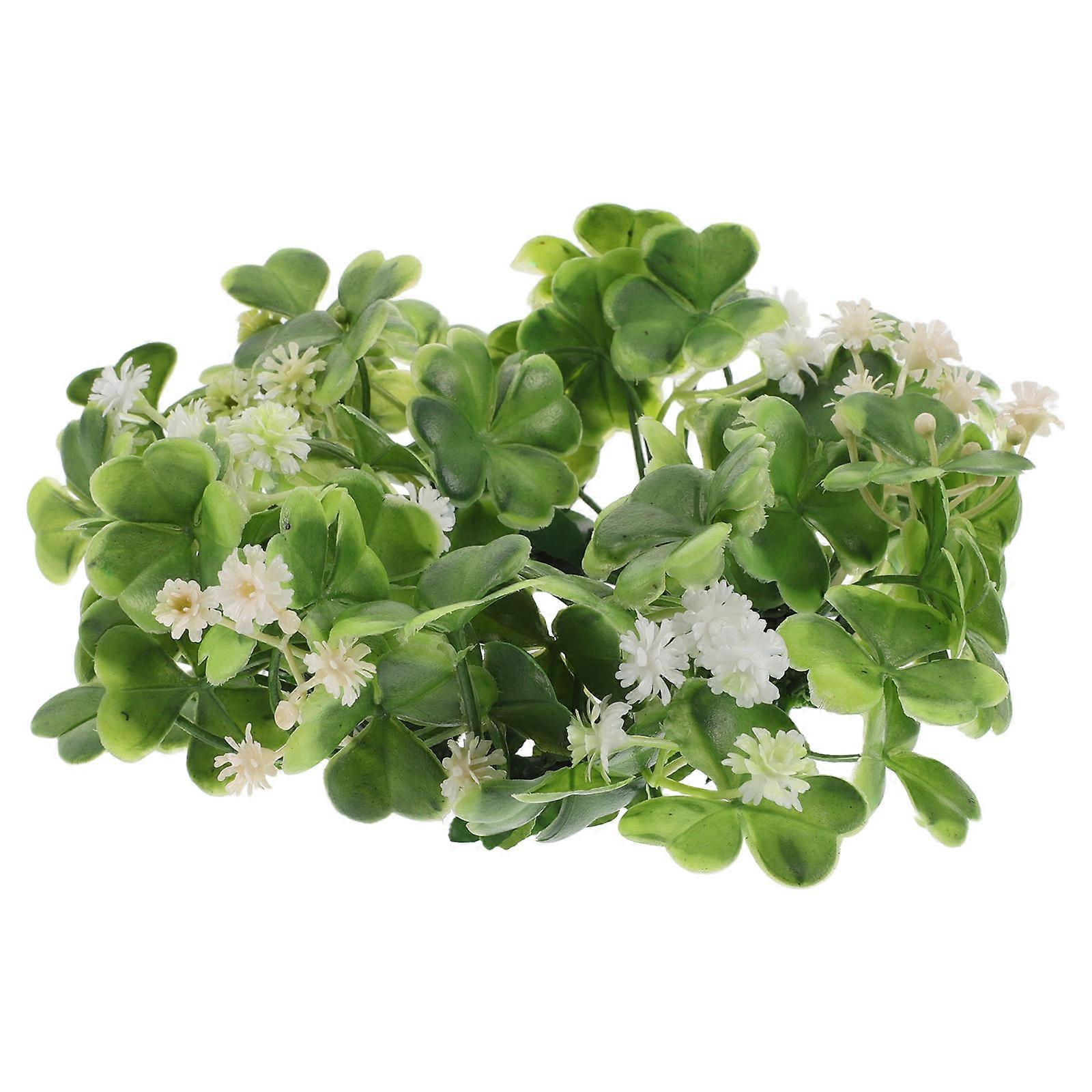 2Pcs Artificial Shamrock Candle Ring for Festive Home Decoration