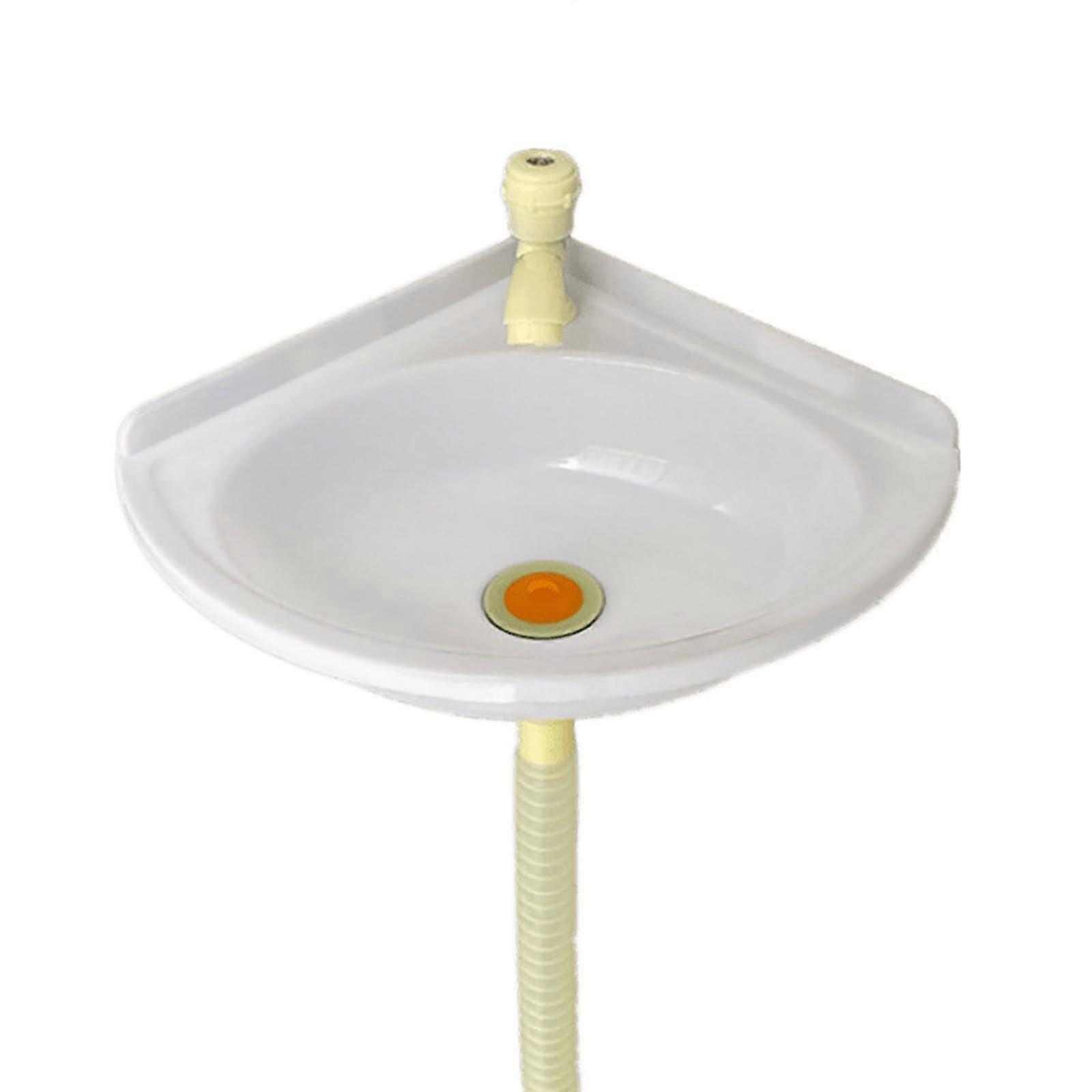 Wall Mount Plastic Sink White Triangular Corner Sink With Drainer And Tap SpaceSaving Lightweight Floating Hand Basin For Laundry Rooms