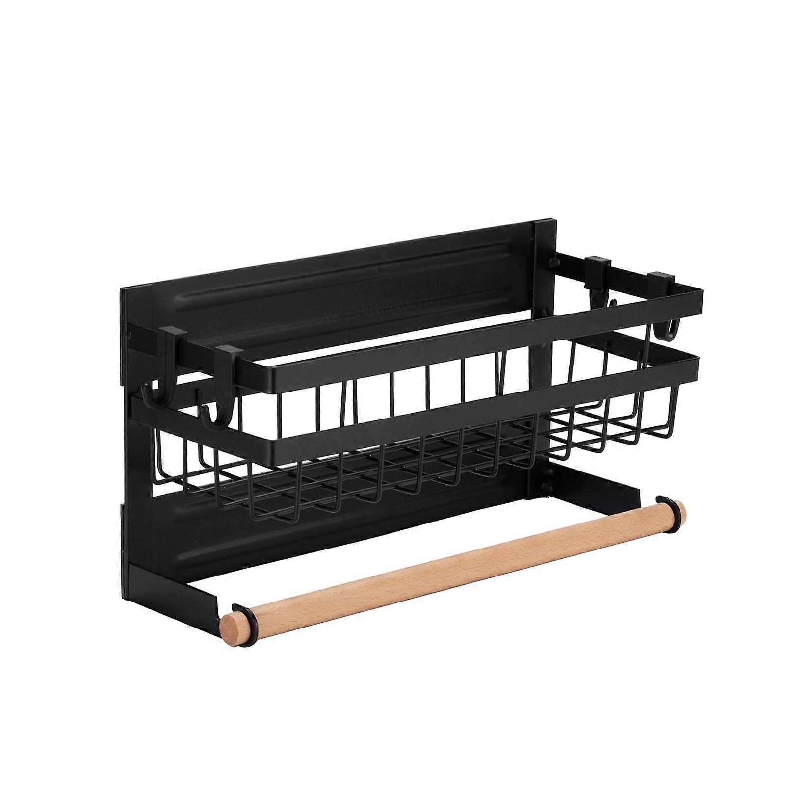 Magnetic Spice Rack with Paper Towel Holder for Refrigerator, Rustproof SpaceSaving Kitchen Organizer