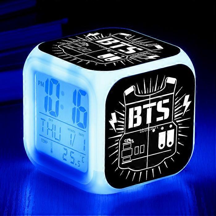 BTS Square Colorful Alarm Clock, Creative Student Electronic Clock