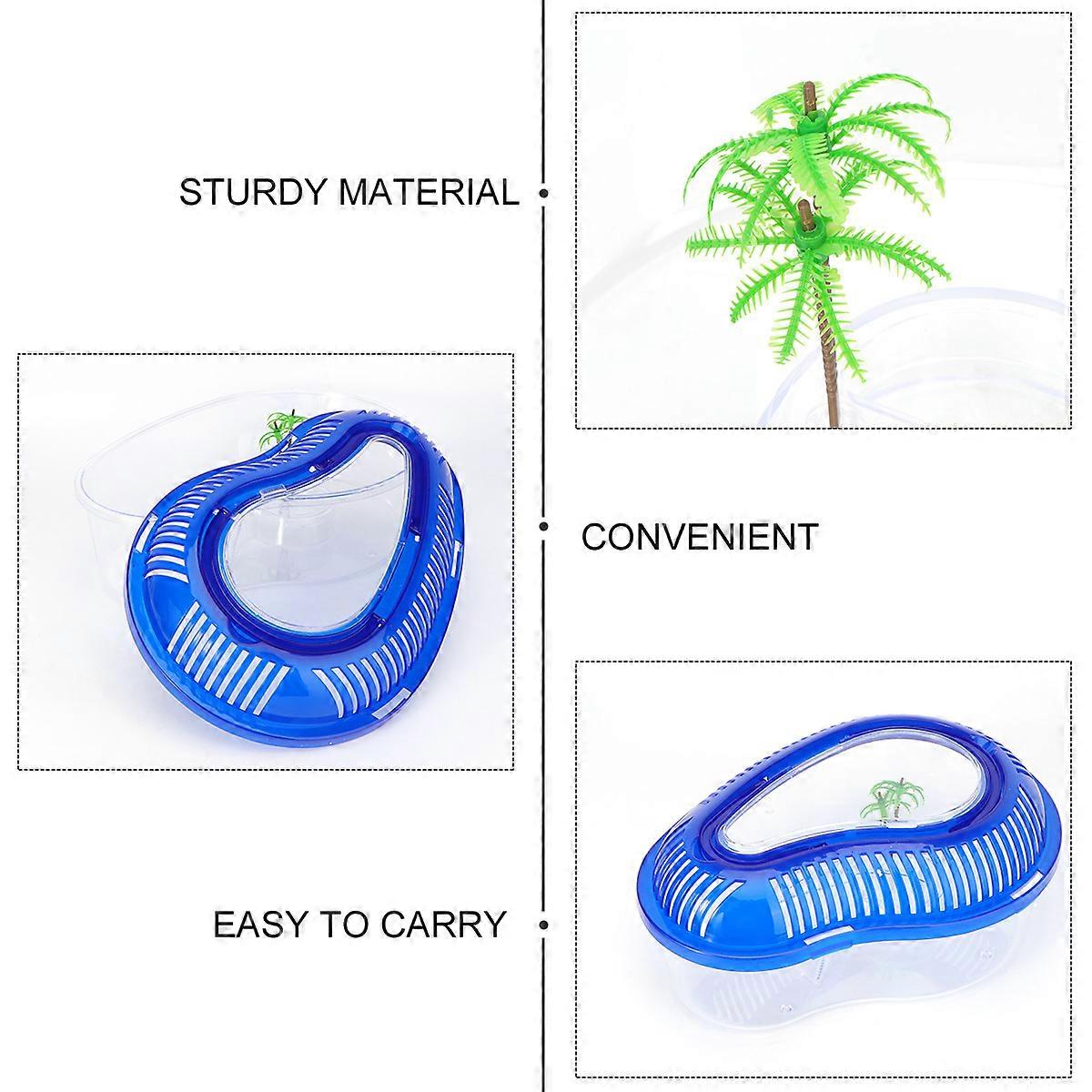 Aquatic Turtle Tank With Accessories Rectangular Container For Turtles Pet Breeding Blue 33x23x13.5cm Rest 1Pack