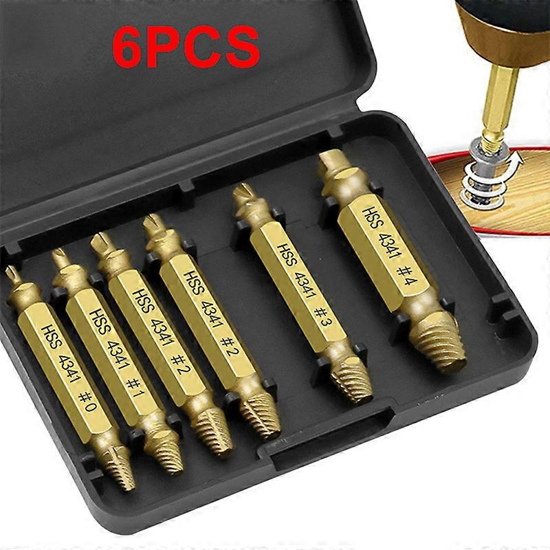6pcs Damaged Screw Extractor Drill Bit Set Take Out Broken Screw Bolt Remover