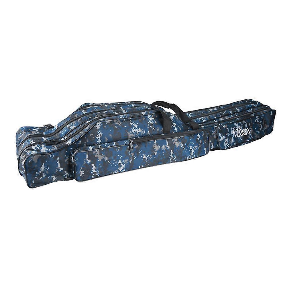 Fishing Pole Case Canvas Foldable Double-Layer Carrier for Travel