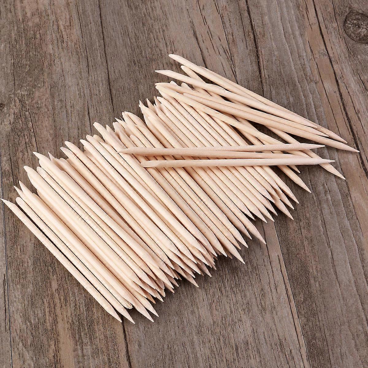 Orange Wood Stick Multi-Functional Nail Art Cuticle Pushers 100Pcs