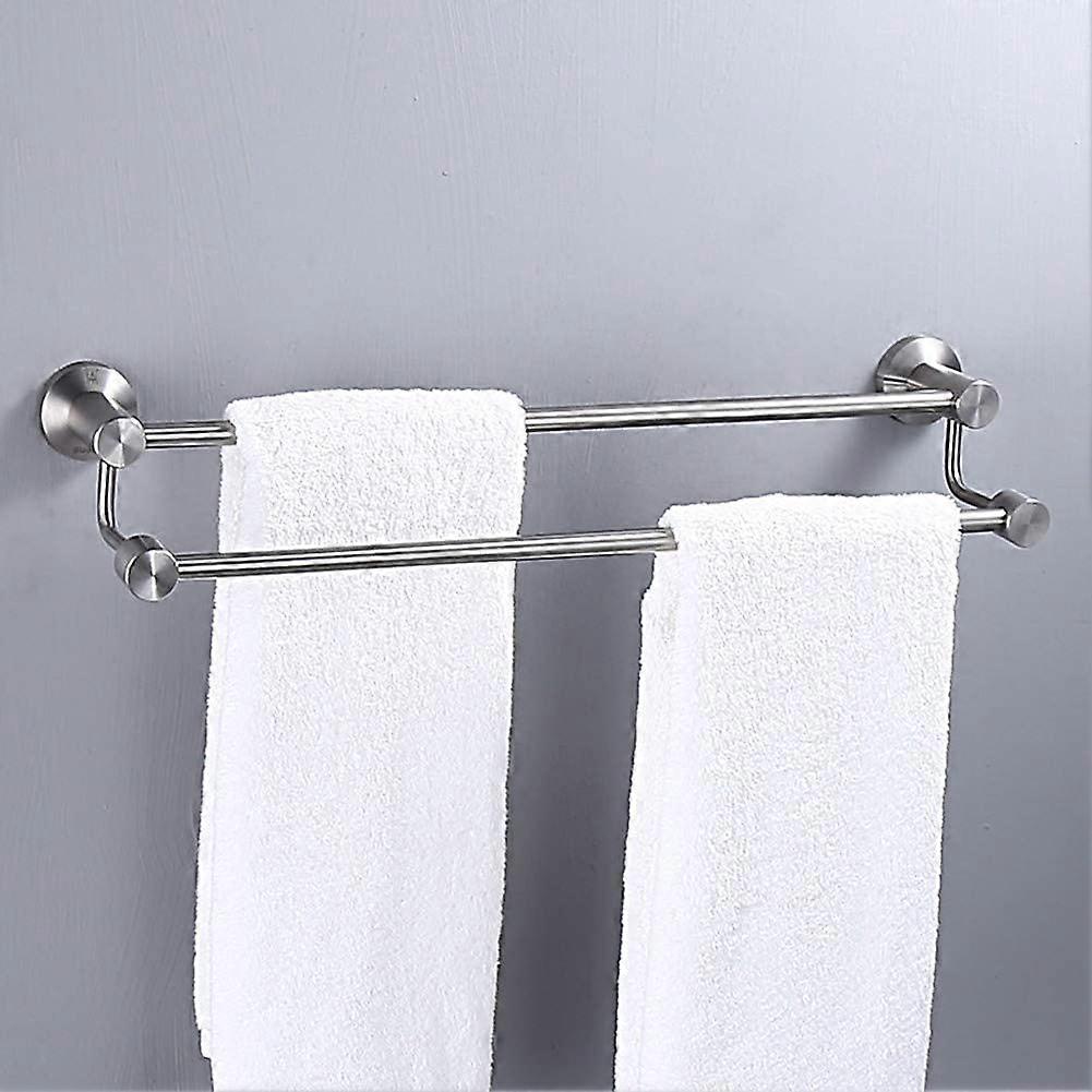 Bathroom Towel Rack Rustproof Stainless Steel Double Pole Wall Mounted Brushed Finish Holder