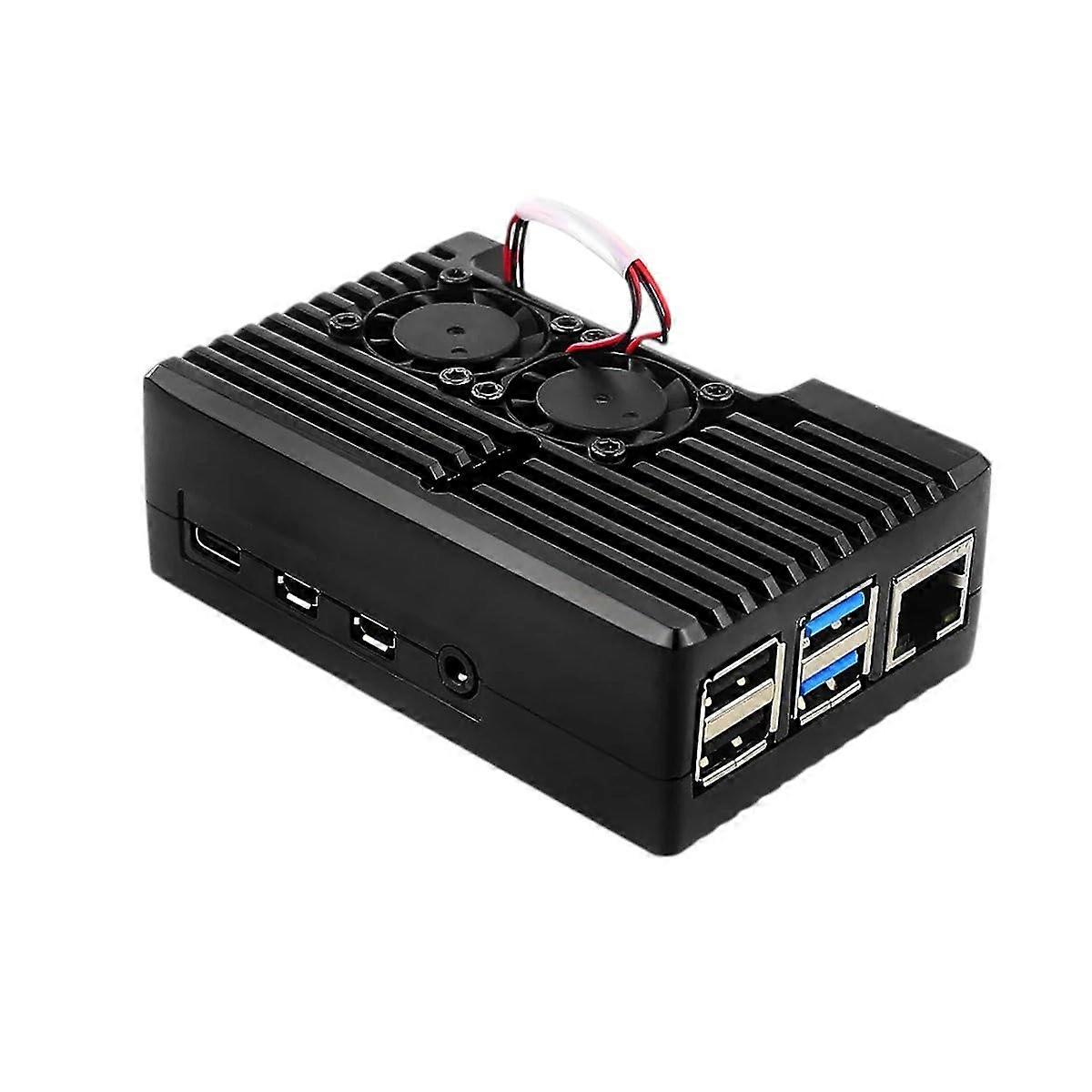 Aluminum Case with Dual Fan Cooling, Armor Shell Heatsink for Raspberry Pi 4 Model B