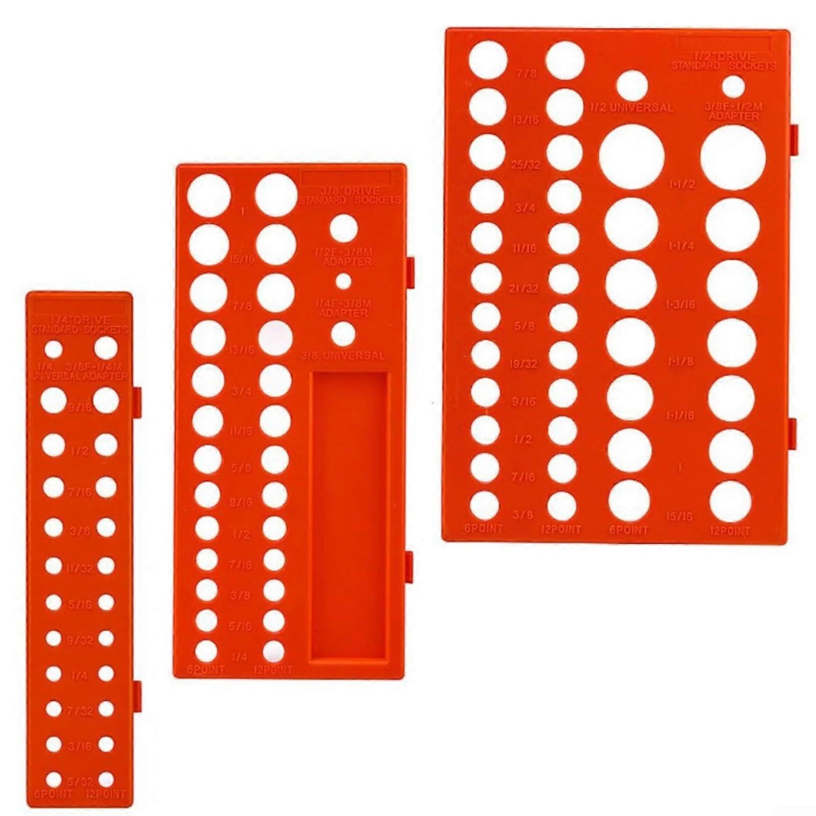 Socket Organizer Rack 3PCS Imperial Plastic Holder for 6Point and 12Point Sockets