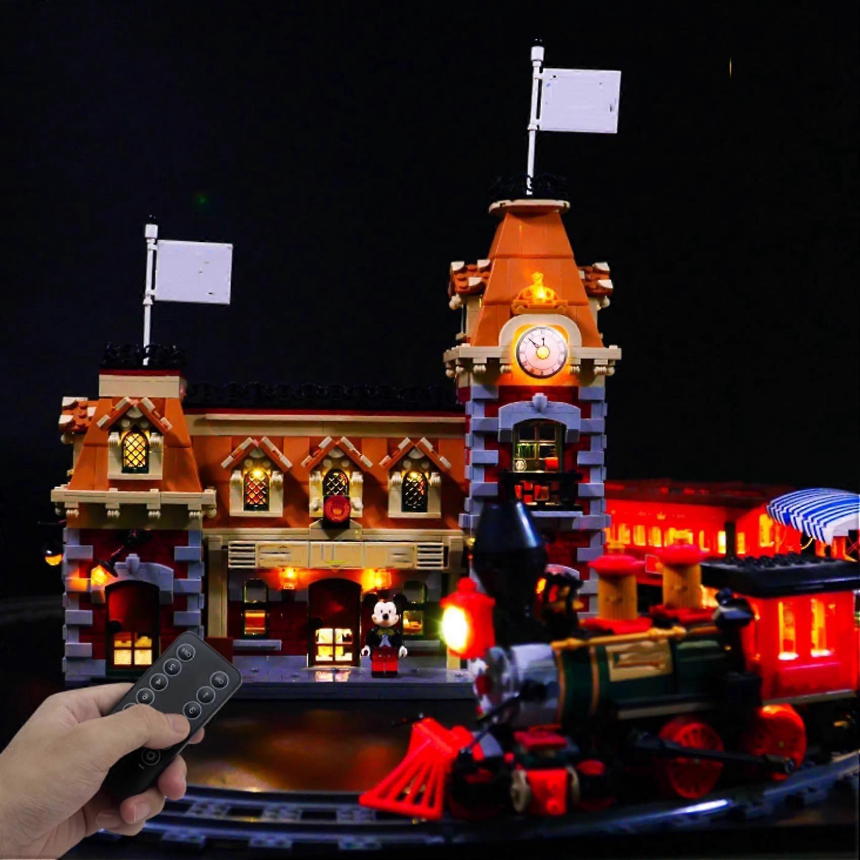 Remote Control LED Light Kit for  71044 Train Model with USB Power and Adjustable Brightness