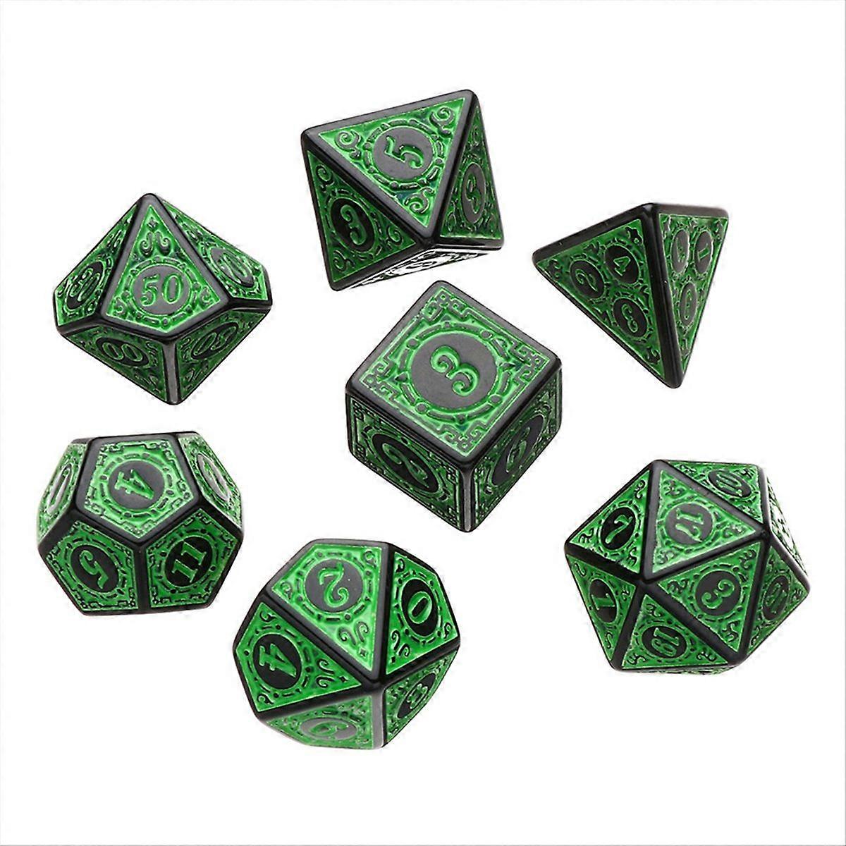 green 7 Pcs for TRPG DND Dice Set Acrylic Multi-Sided 7-Die