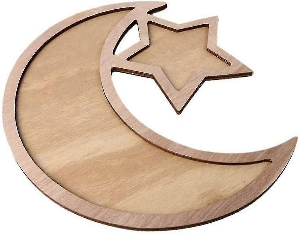 Madeira ramadã Eid Mubarak decorado lua e estrela prato de jantar