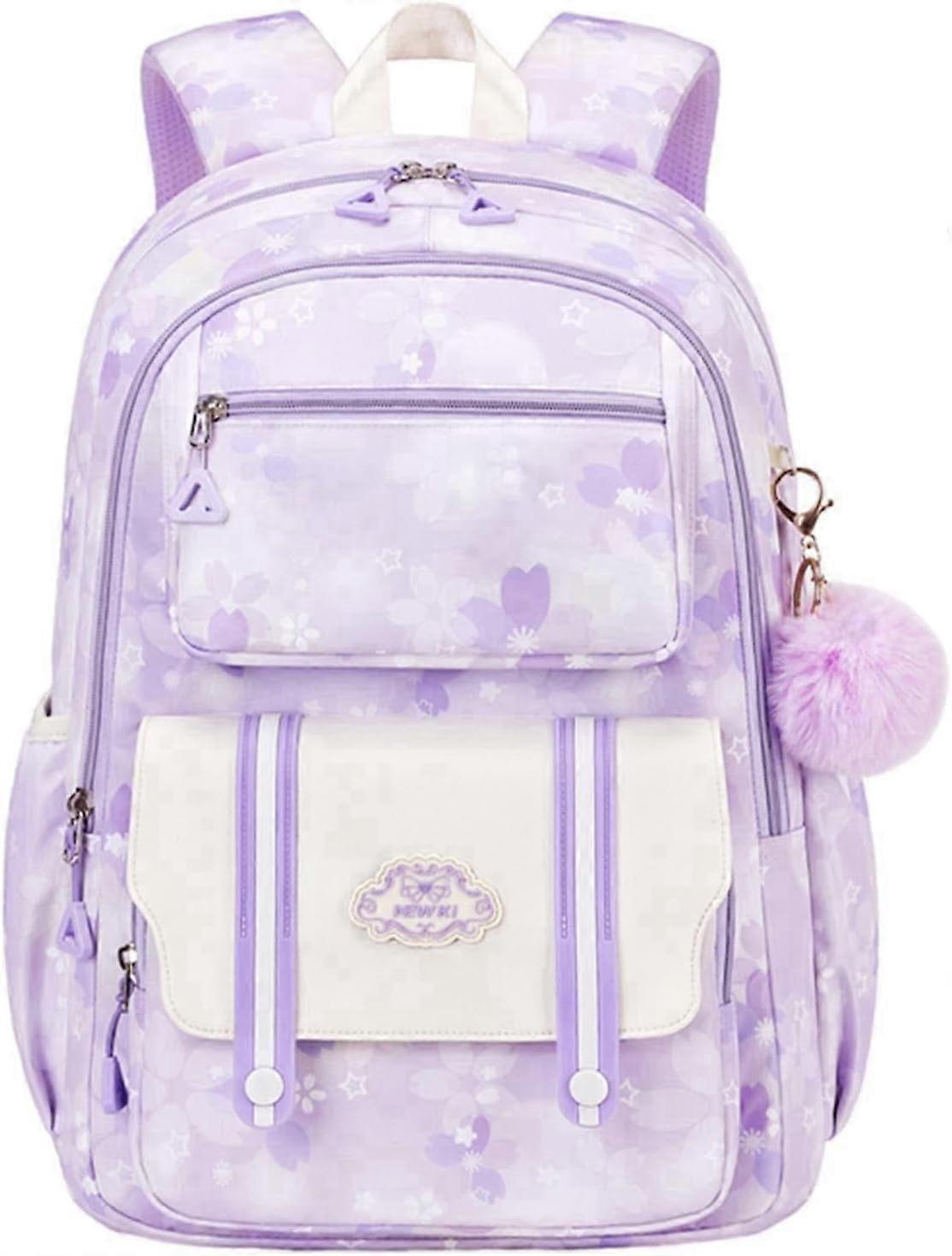 School Backpack Backpack Elementary School Multi Pocket Bookbag Purple