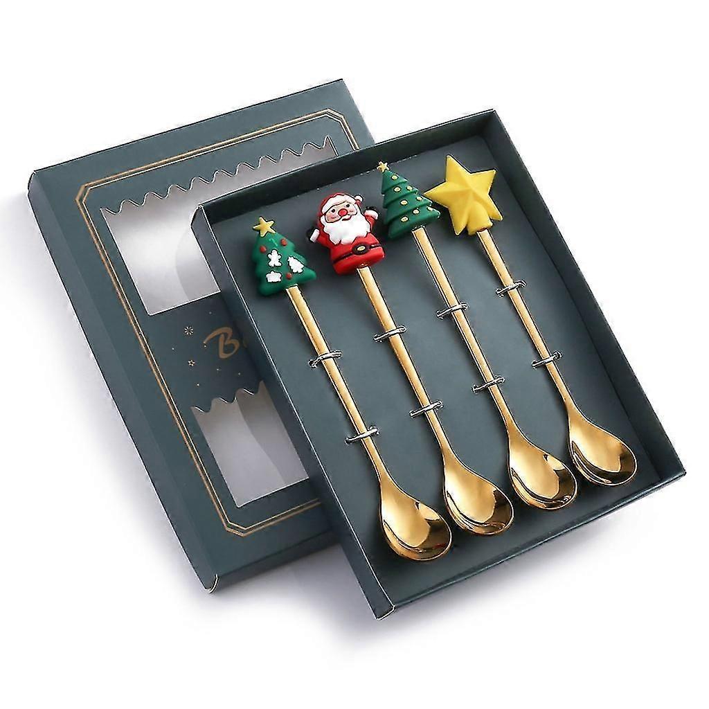 4pcs Christmas Spoon Fork Set with Gift Box