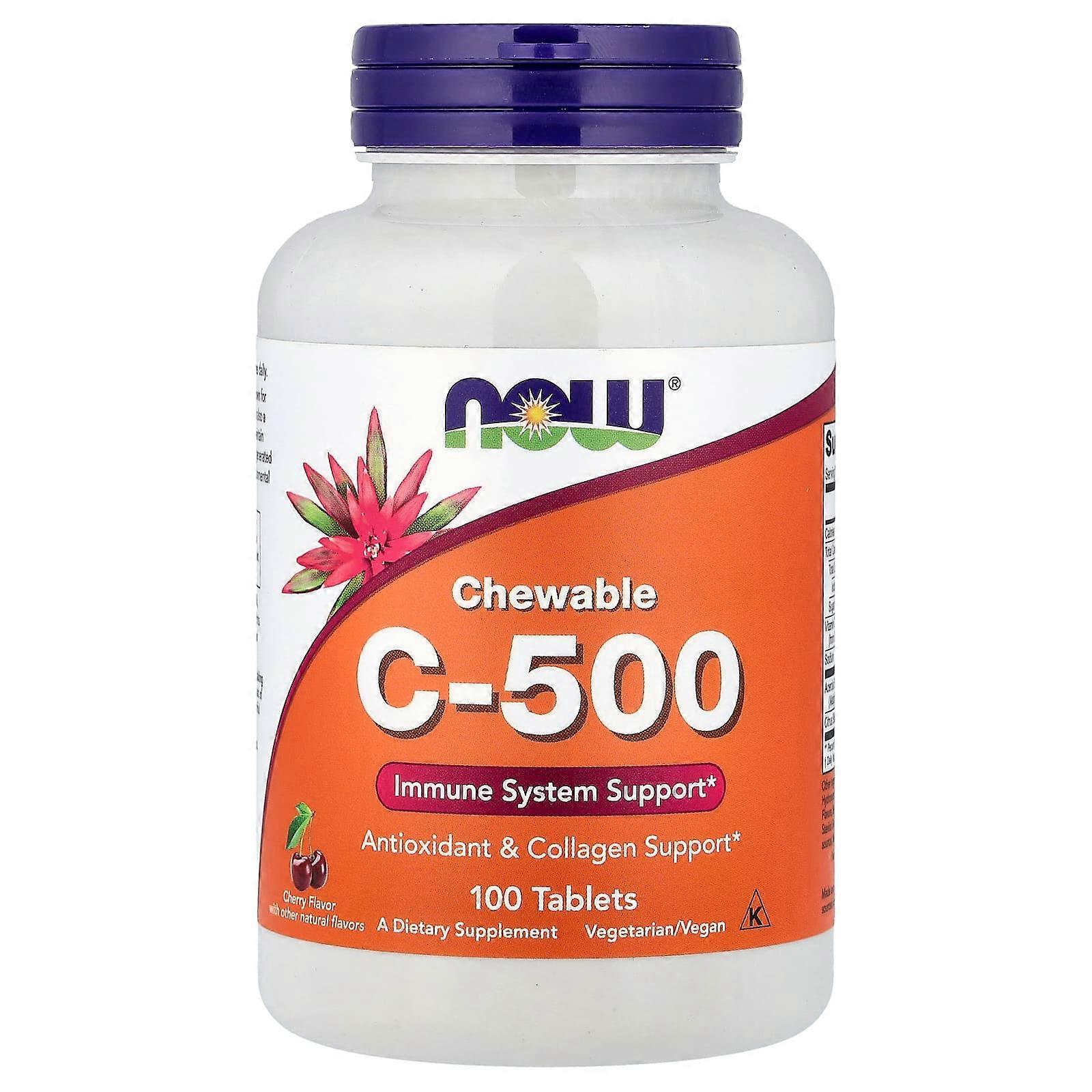 NOW Foods, Chewable C-500, Natural Cherry-Berry Flavor, 100 Tablets