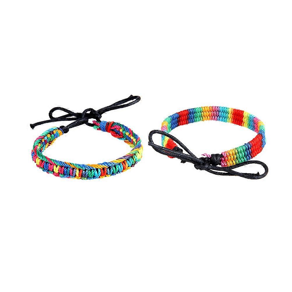 Hand-Woven Bracelet Retro Adjustable Silk Thread Weaving 6Pcs Set