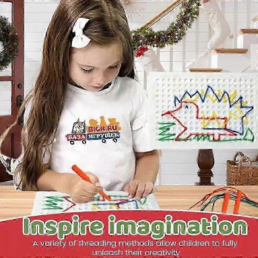 DIY Children's String Weaving Drawing Board, String Art Kit with Colored Ropes