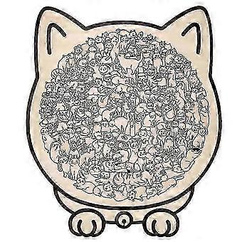 D135pcs Irregular Morandi-Colored Cat Shaped Wooden Jigsaw Puzzle Unique Animal Shape Wooden Puzzles for Adults Kids Holiday Birthday Present Idea
