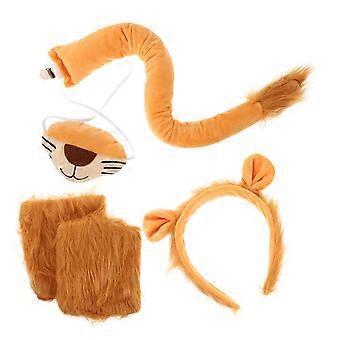 1 Conjunto León Animal Cosplay Cola Diadema Nariz Guantes Animal Cosplay Disfraz Prop