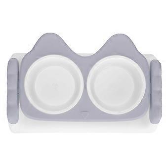 Elevated Cat Food Bowls Double Cat Food Water Bowls with Raised Stand StressFree for Pets(Gray ),z