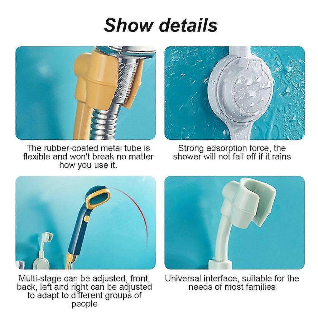 360 Adjustable Shower Head Bracket, No-Drill Plastic Bathroom Mount Bracket, White