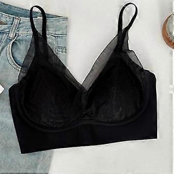 Reggiseno senza ferretto in rete nera, comodo e con spalline regolabili.