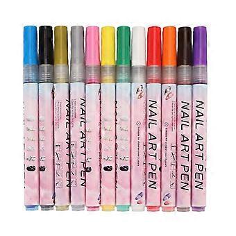 12 stuks 3D Nagellak Pennen 0,5 mm Tip Heldere Kleuren Gebruiksvriendelijke 3D Nail Art Pens Set voor Party Family Salon