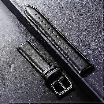 Genuine Leather Watchband Soft Material Watch Band Wrist Strap 12 14 16 18 20 21 22mm With Silver Color Stainless Steel Buckle