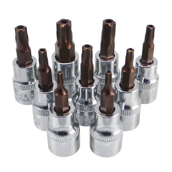 9Pcs 3/8 Inch Drive Sockets Set T10-t50 Five Angle Torx Screwdriver Bits Socket