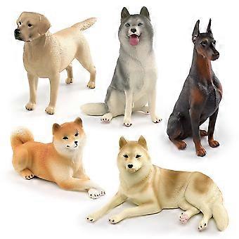 5Pcs Realistic Dog Figurines Set, PVC Labrador, Shiba Inu, Doberman & Husky Dog Models, Educational Toys and Animal Decorations for Kids, 8.7cm-16.2cm