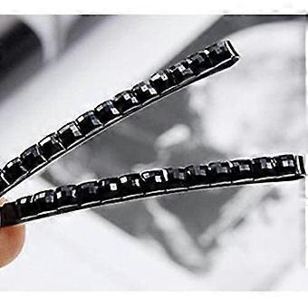 4Pcs Black Rhinestone Bobby Pins, Black Bobby PinsSparkly Crystal Diamond Hair Pins for Women, Metal Decorative Hair Barrettes for Decoration Hair Acc