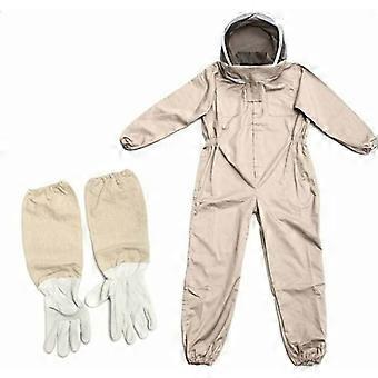 Unisex Beekeeping Suit Protective Cotton Clothing with Gloves Veil Breathable XL
