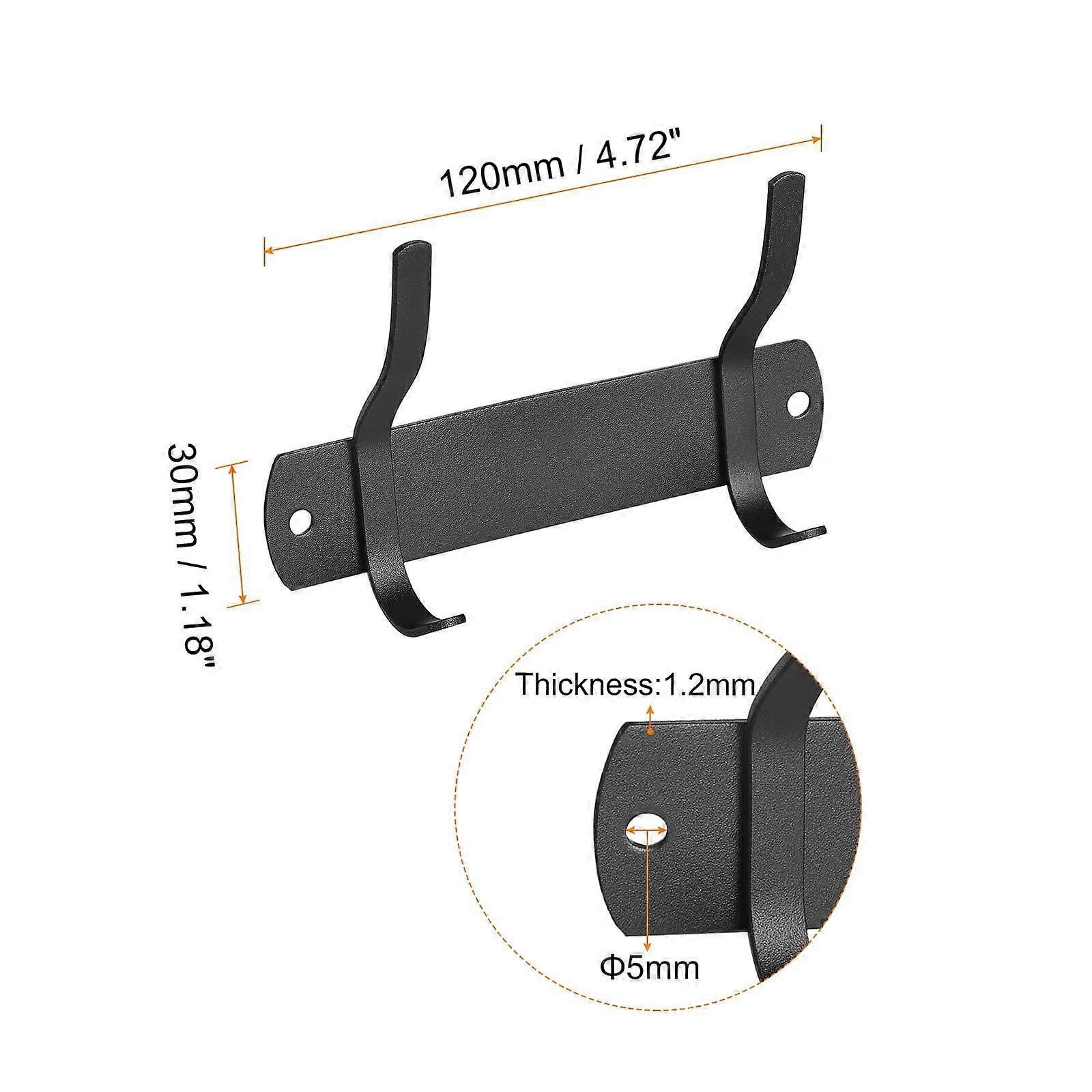 2Pack Black Wall Mounted with 2 Hooks Coat Hook Rack Wall Hanger