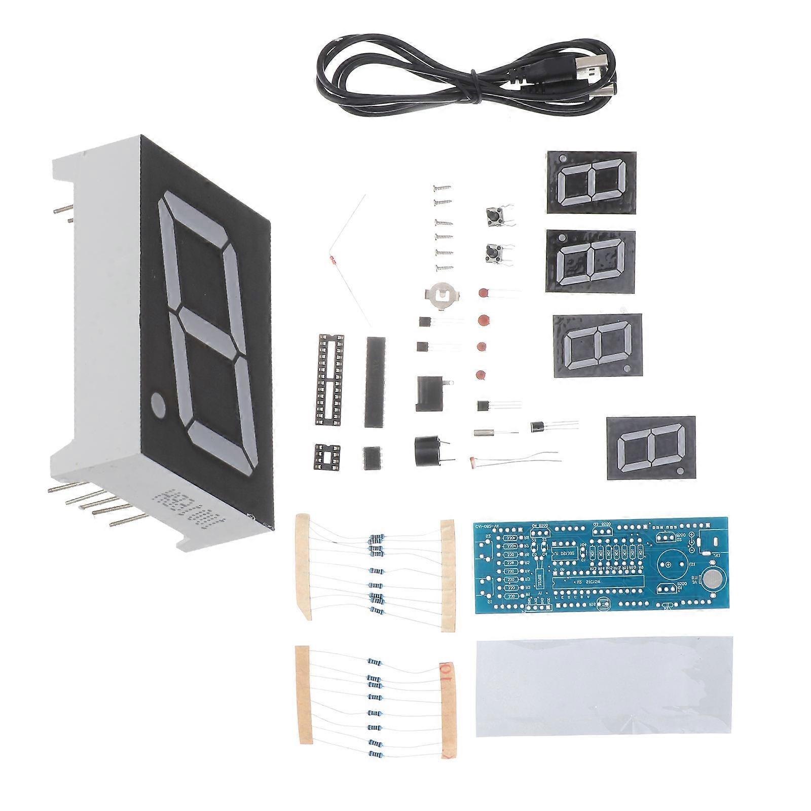 1Set SCM LED Digital Clock Unassembled Components Single Chip Microcomputer Clock Microchip Clock (Red)