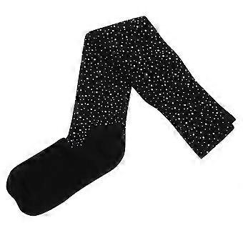 Overknee Socks Women Tube Shape Fashionable Design Rhinestone Black 1Pair