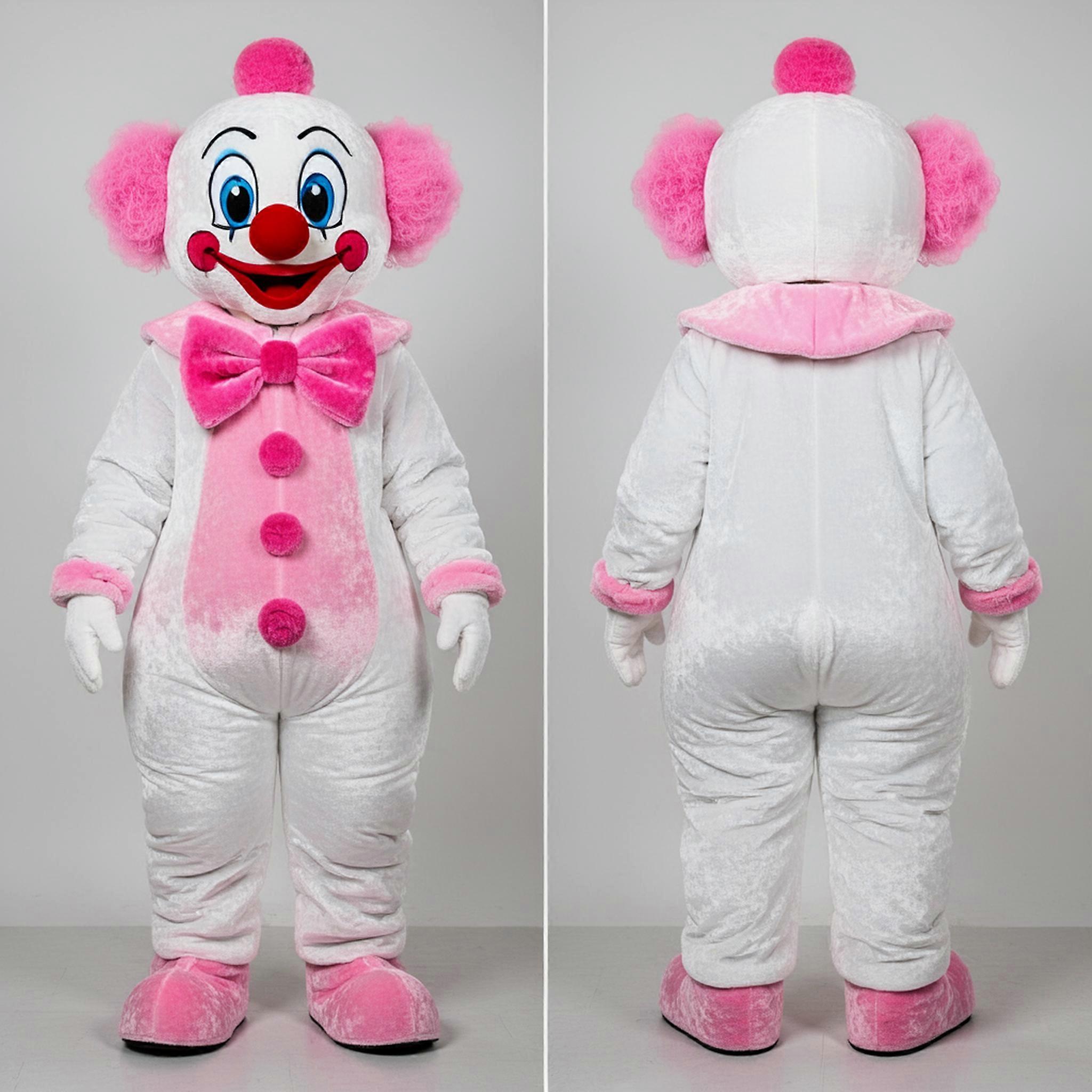 MASTICOT White Velvety Clown Mascot