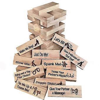 48pcs Dating Night Game Tumbling Tower Game, Wooden Stacking Tower Games For Couple, Couple Activities &amp; Dating Night Ideas GIX