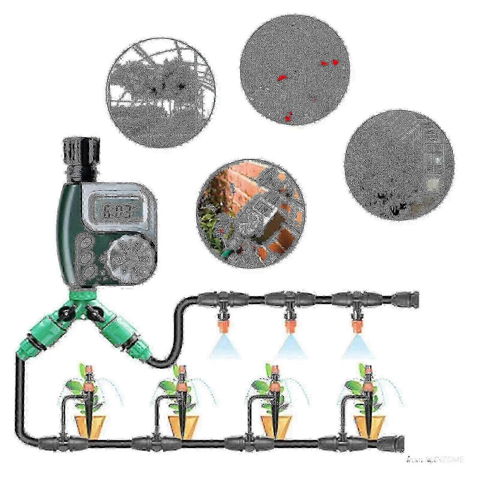 Water Timer, Automatic Electronic Outdoor Sprinkler Controller, Large LCD Screen, Universal 3/4" Thread, Permanent Memory, Inlet Filter, Multiple Irri