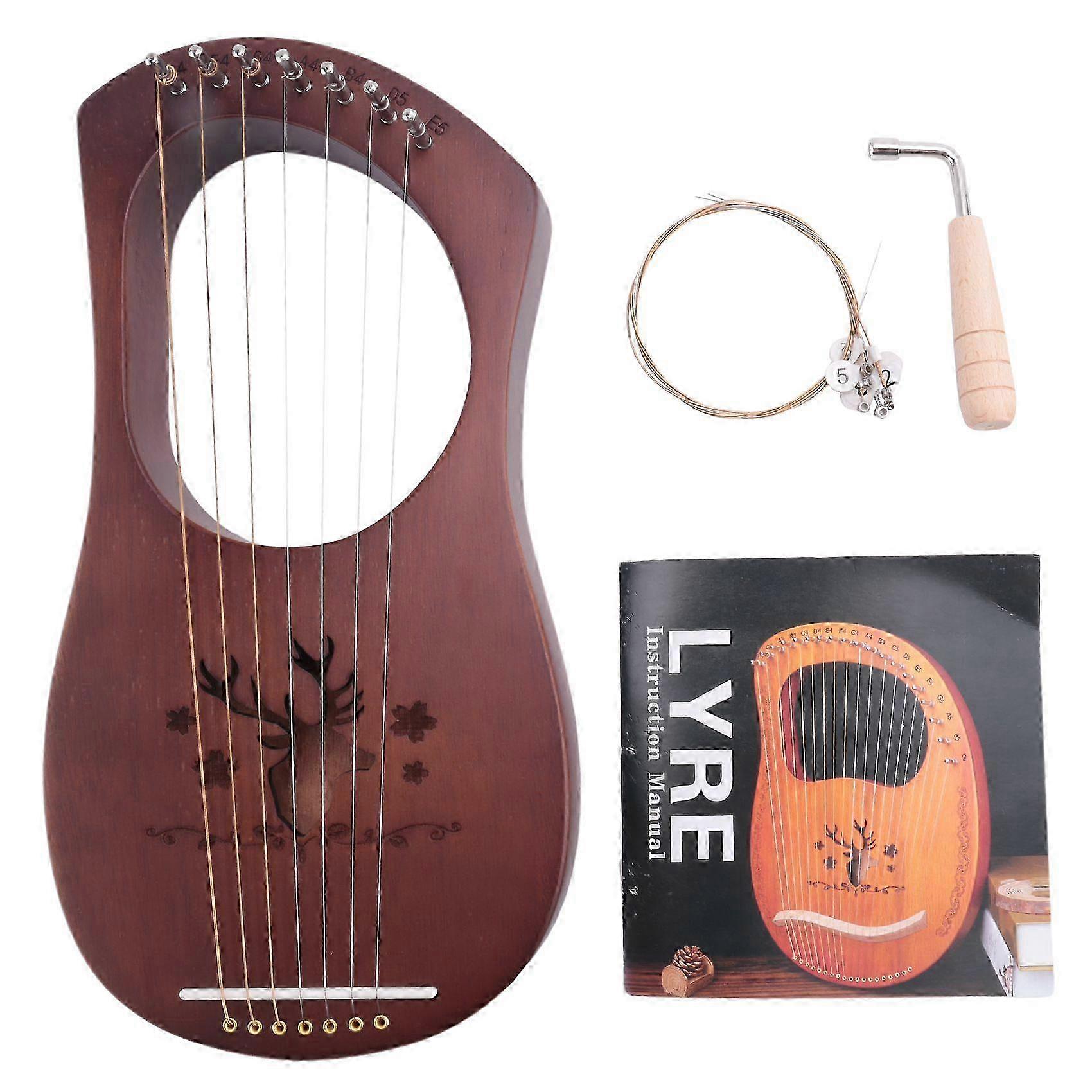 7-String Lyre Harp Mahogany Solid Wooden Metal Strings Stringed Instruments@q