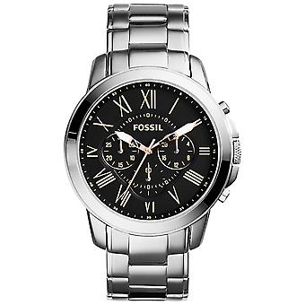 Fossiele Grant Quartz analoge man horloge met FS4994 roestvrijstalen armband