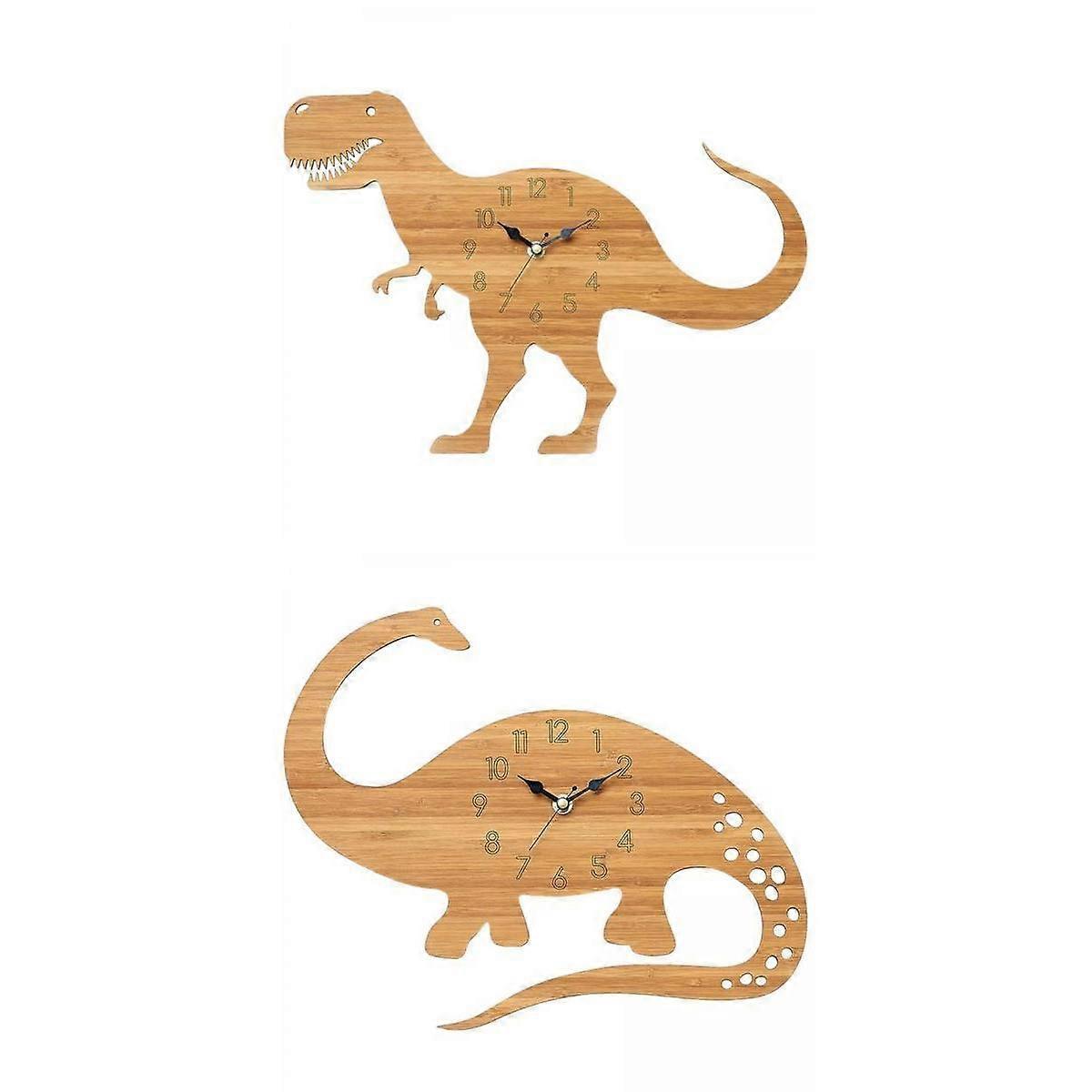 2 Pieces Dinosaur Wall Clock Desktop Classroom Numeral