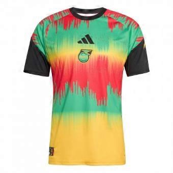 Adidas Mens 2026 Pre Match Jamaica Contrast Panel Football Shirt