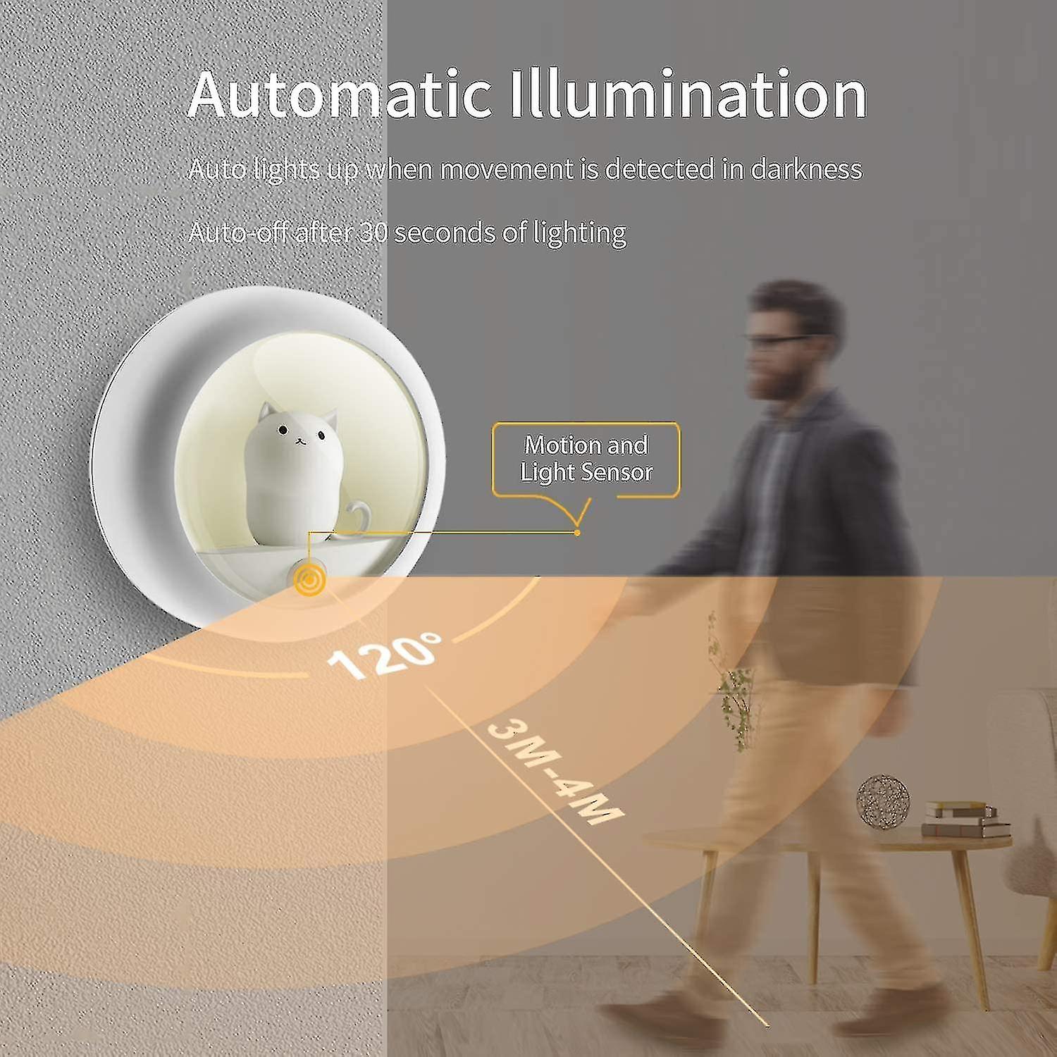 Motion Sensor Night Light With Built-in Rechargeable Battery