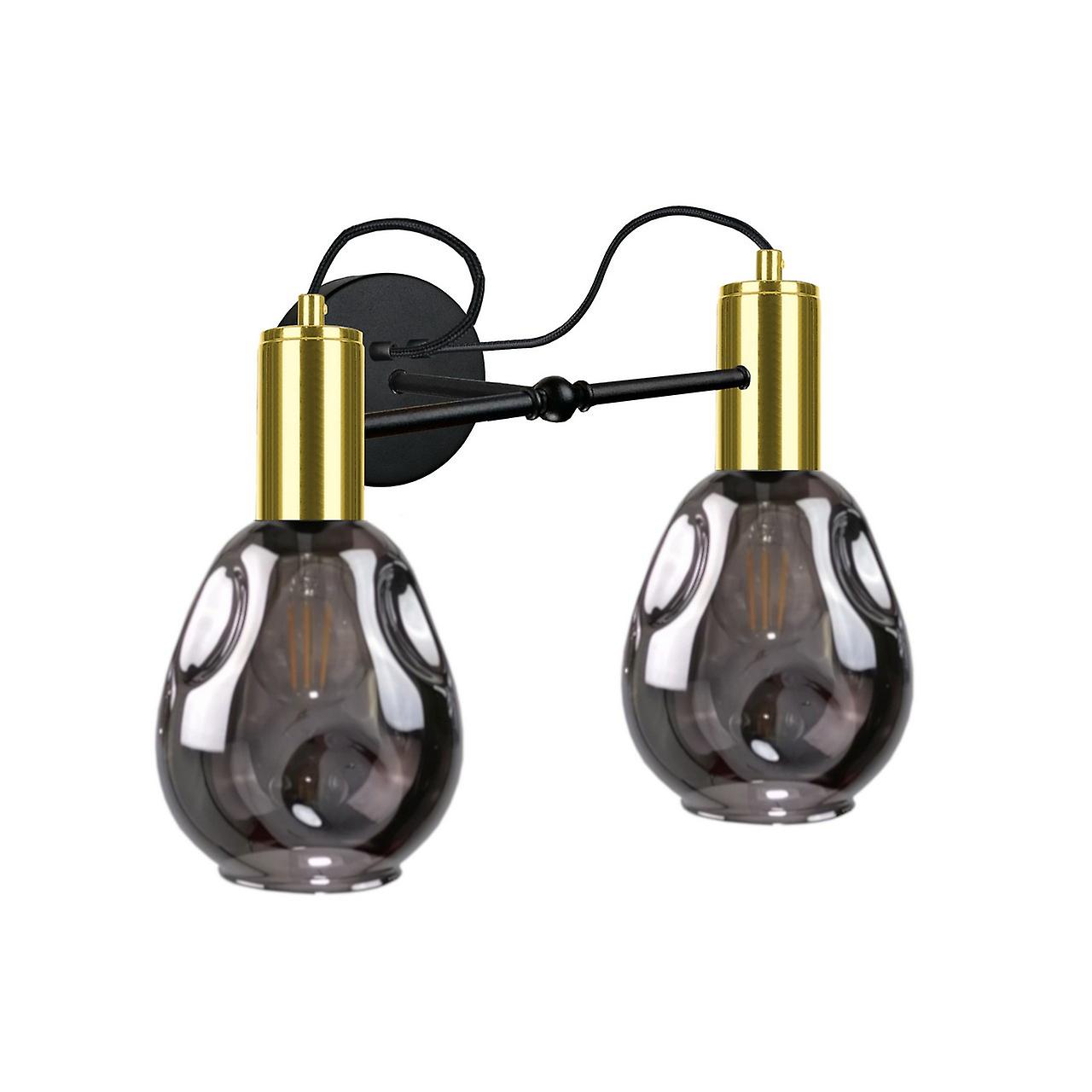 Kari Wall Lamp Black, Gold, 25cm, 2x E27