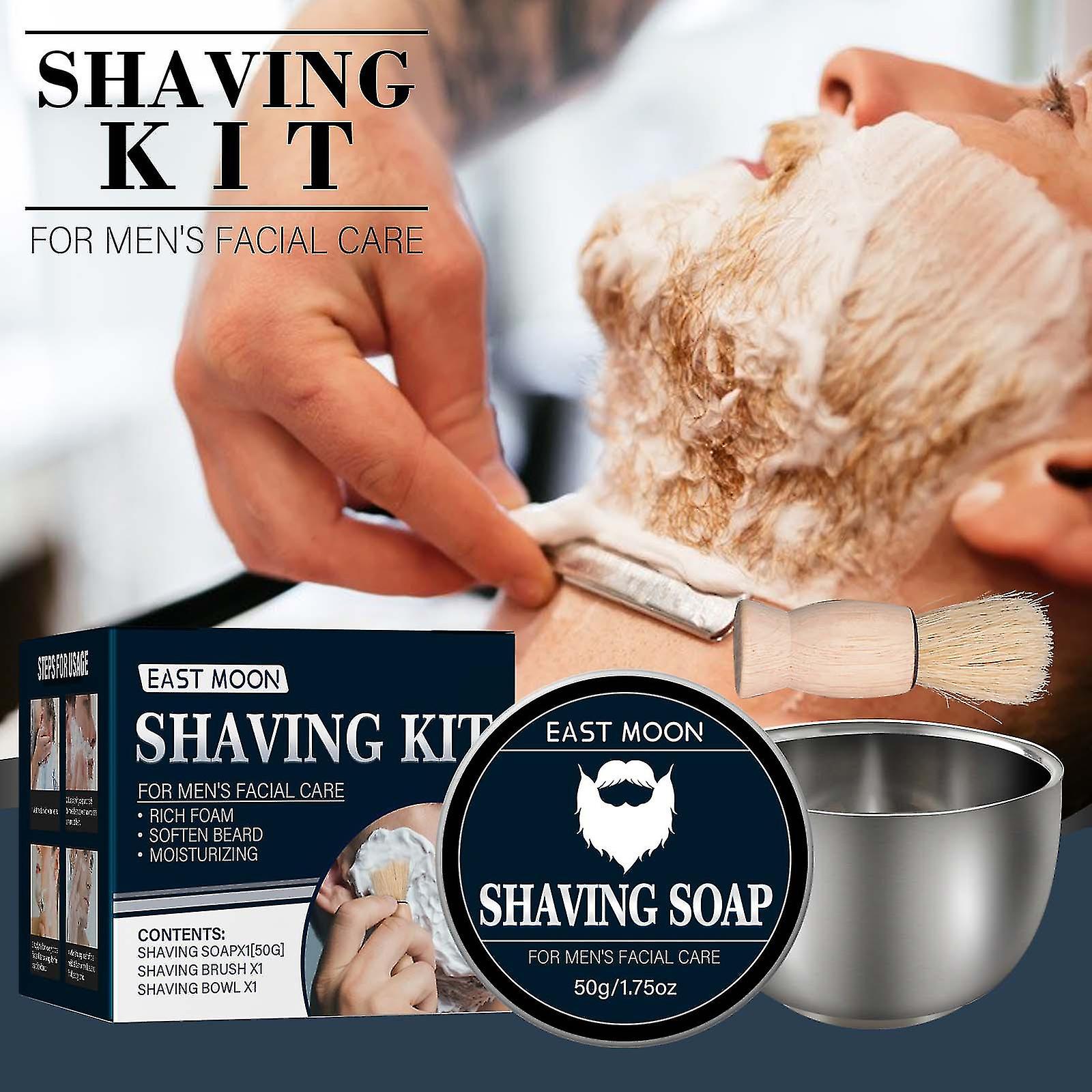 Shave Soap Gentle Formula Shave Men's Beard Soap With Brush Utensil Set