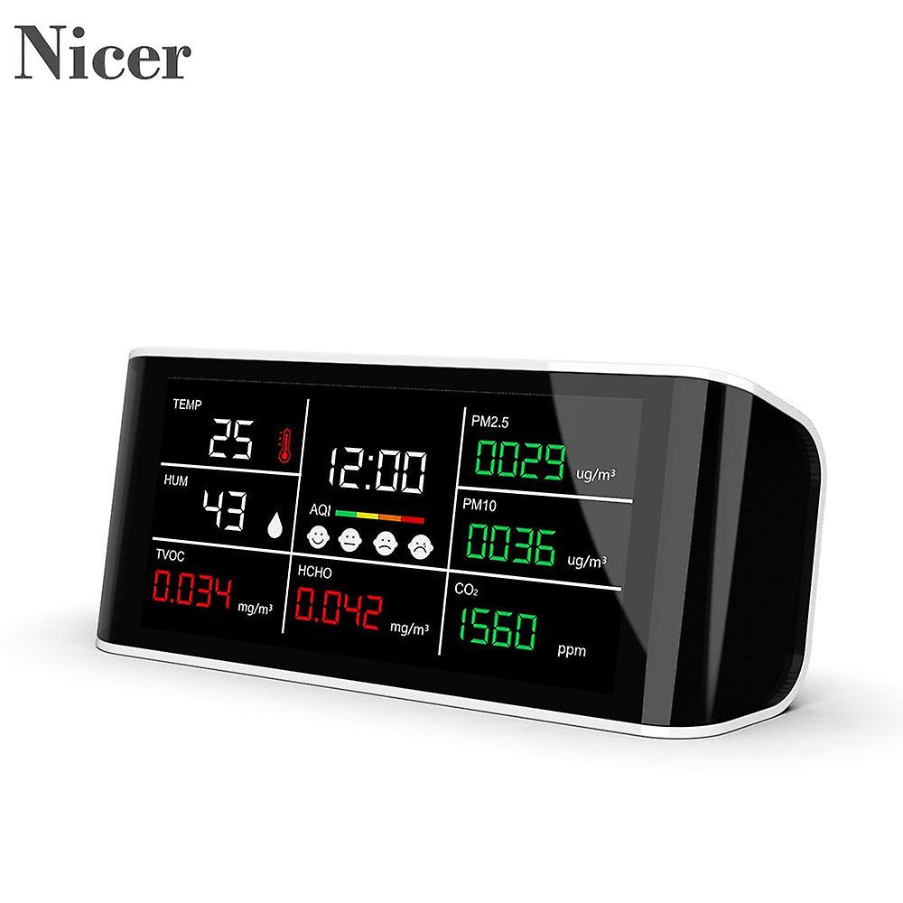Air Quality Analyzer Digital Display Screen Co2 Pm2.5 10 Hcho Tovc Temperature Humidity Detector Monitor Infrared Ndir Detector